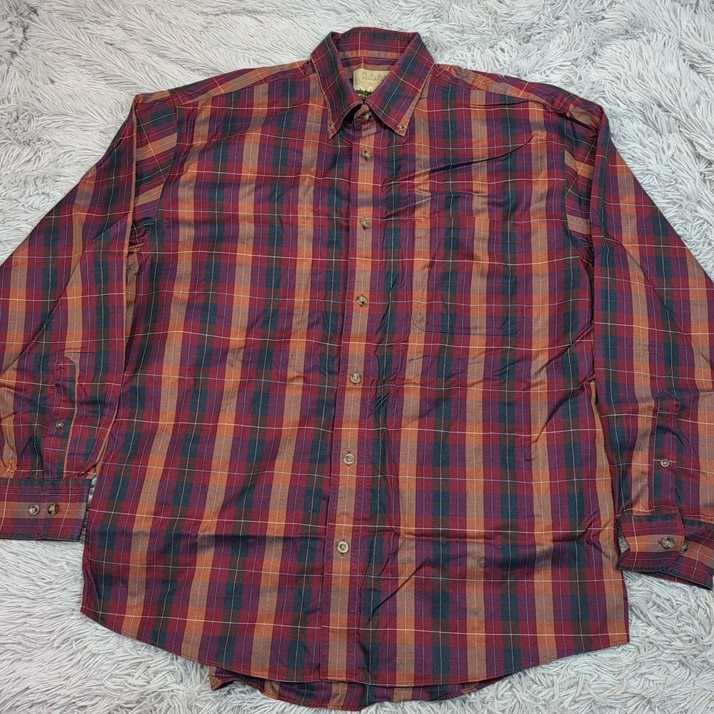 Cabela's Shirt Mens L Plaid Button Up Casual Pocket Outdoors Preppy Outfitter